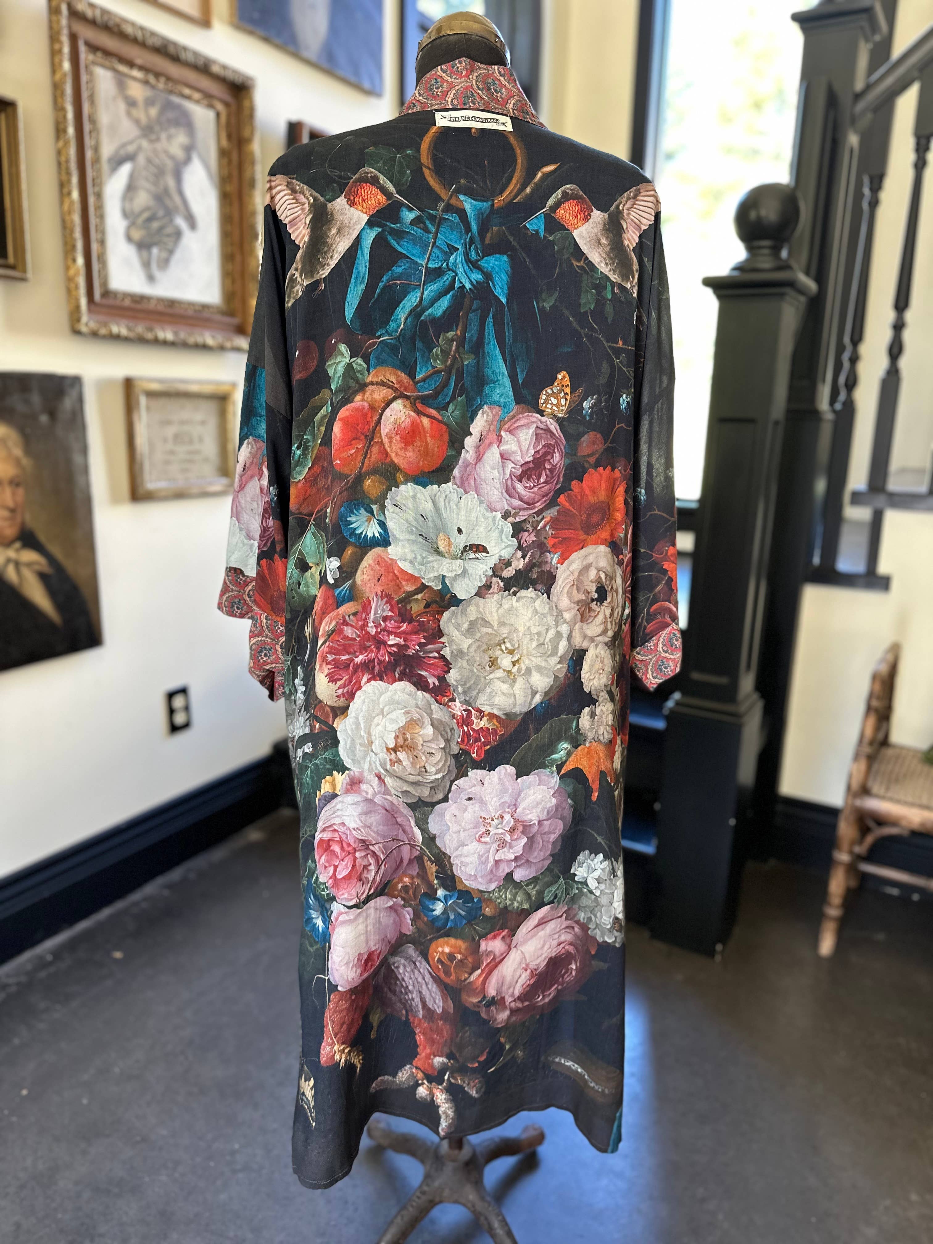 Flight of Fancy Opera Duster Kimono Robe Hummingbird