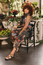 Flight of Fancy Linen Cropped Artist Pants w/ Hummingbird: L/XL