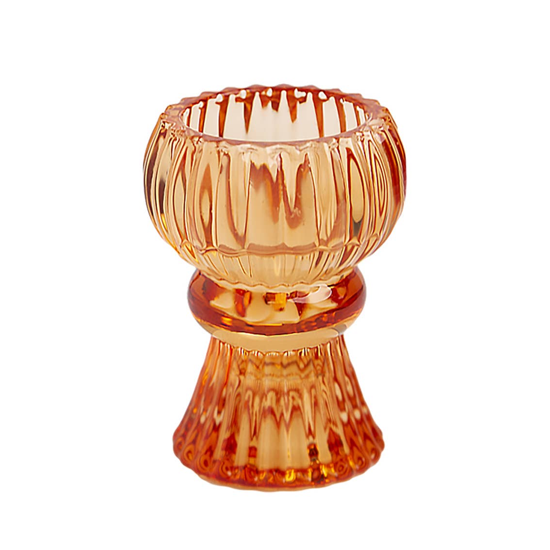 Small Orange Glass Candle Holder