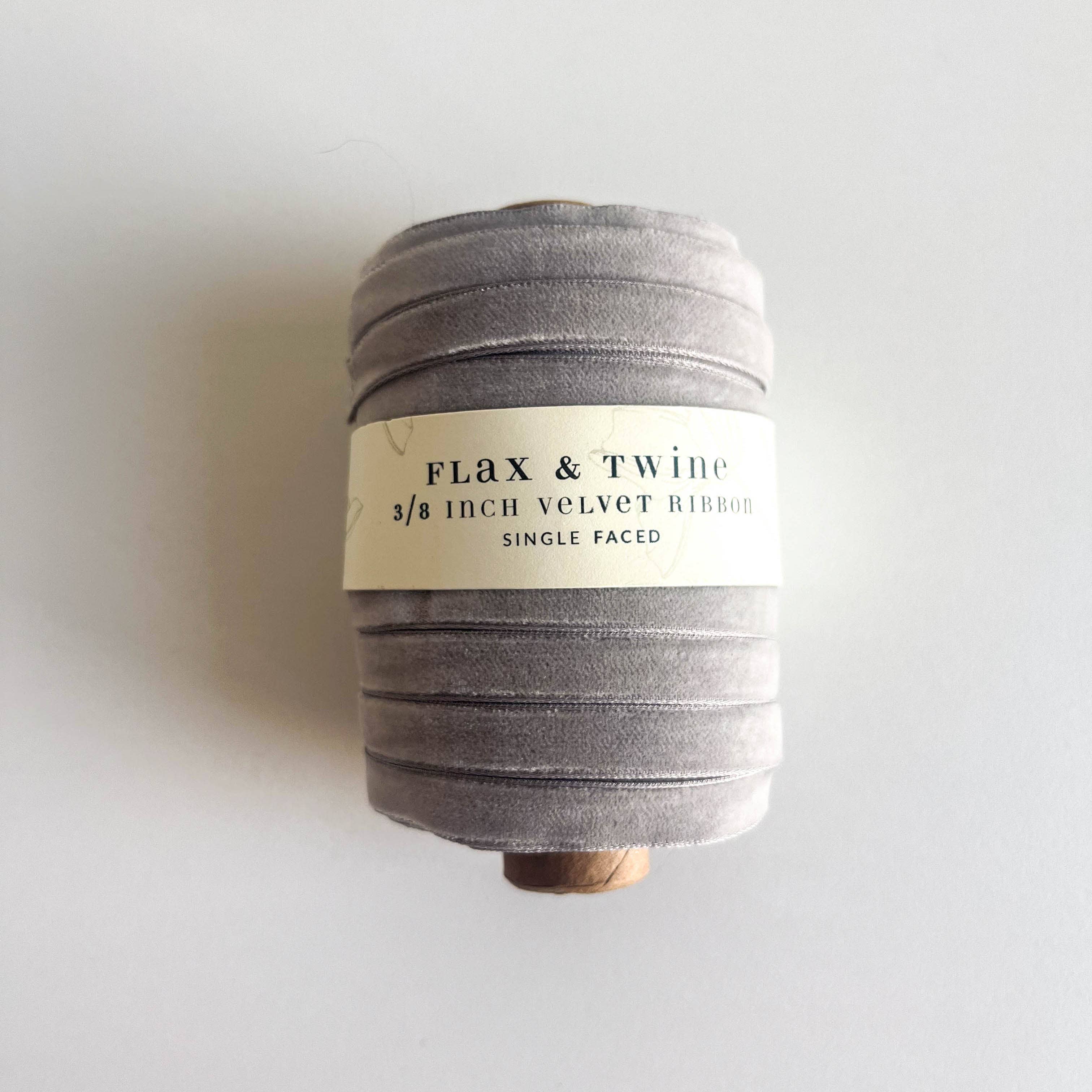 Flax & Twine 3/8" Velvet Ribbon - 30 Yards: Silver