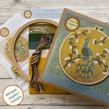 Charger l&#39;image dans la galerie, Flamboyant Peacock Appliqué Hoop Craft Kit: English