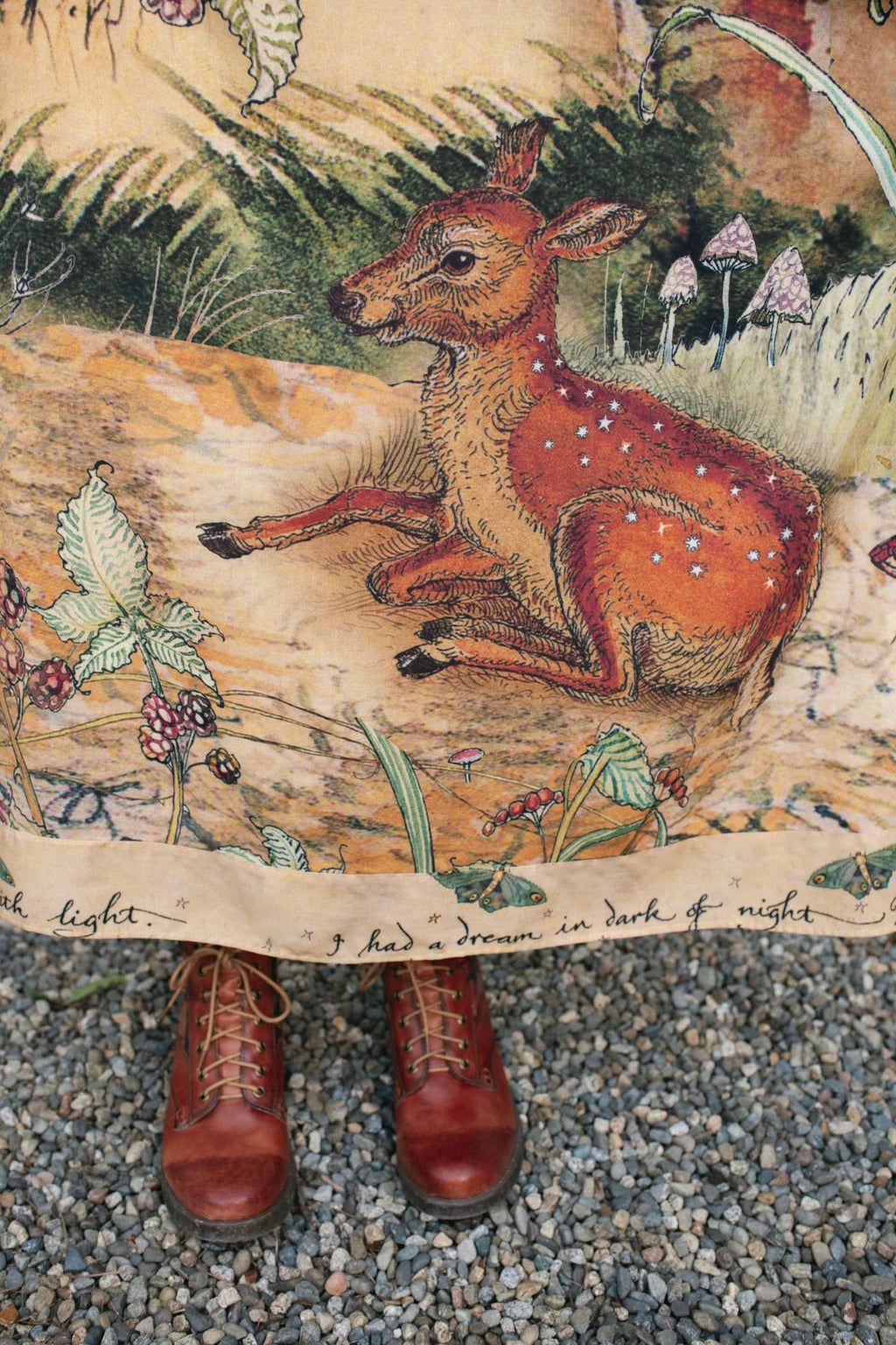 Lovelight Bohéme Slip Dress w/ whimsical woodland deer: L/XL (fits approx. size 12-16)
