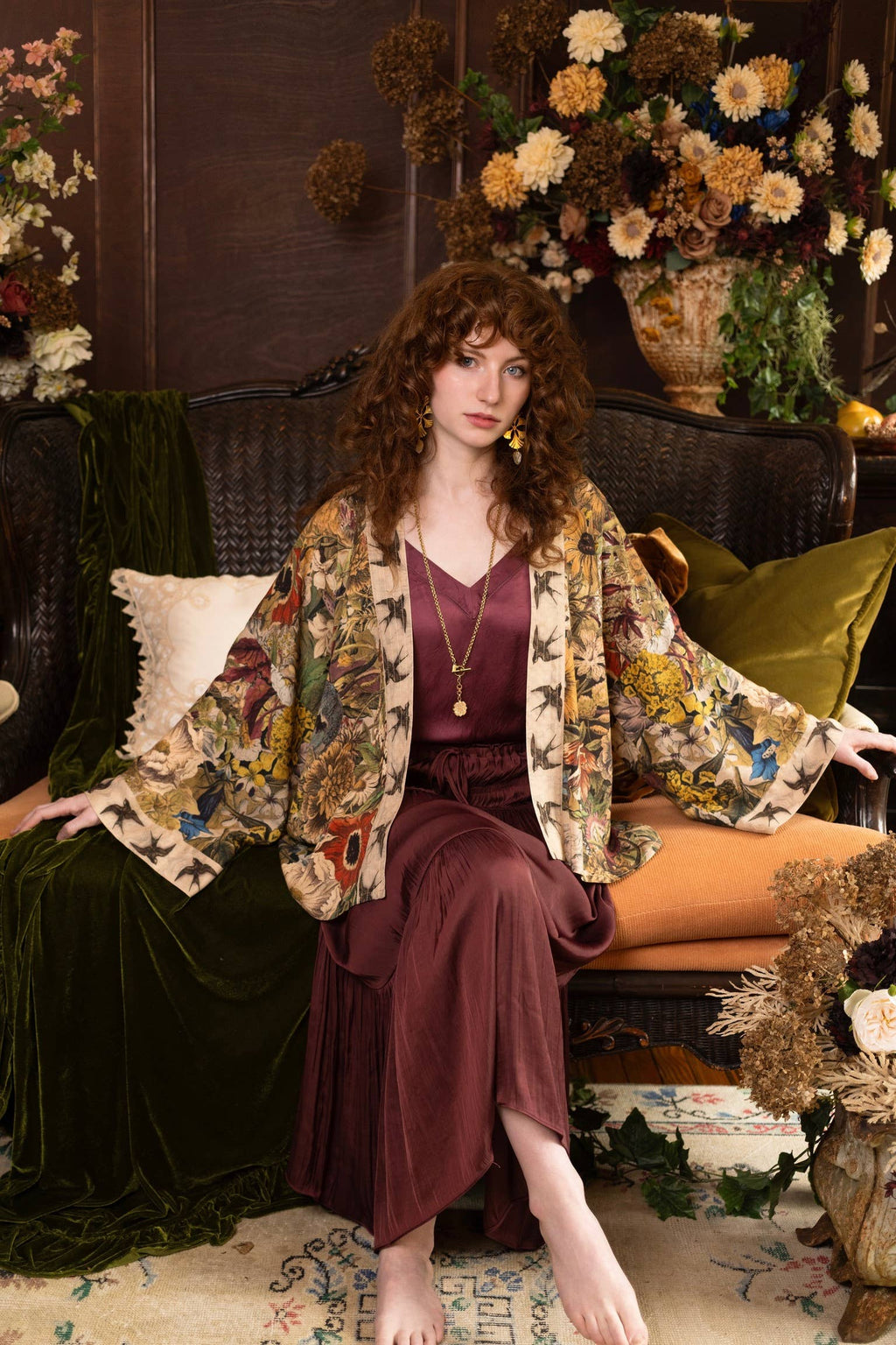 Golden Hour Pixie Duster Cropped Kimono w/ Florals