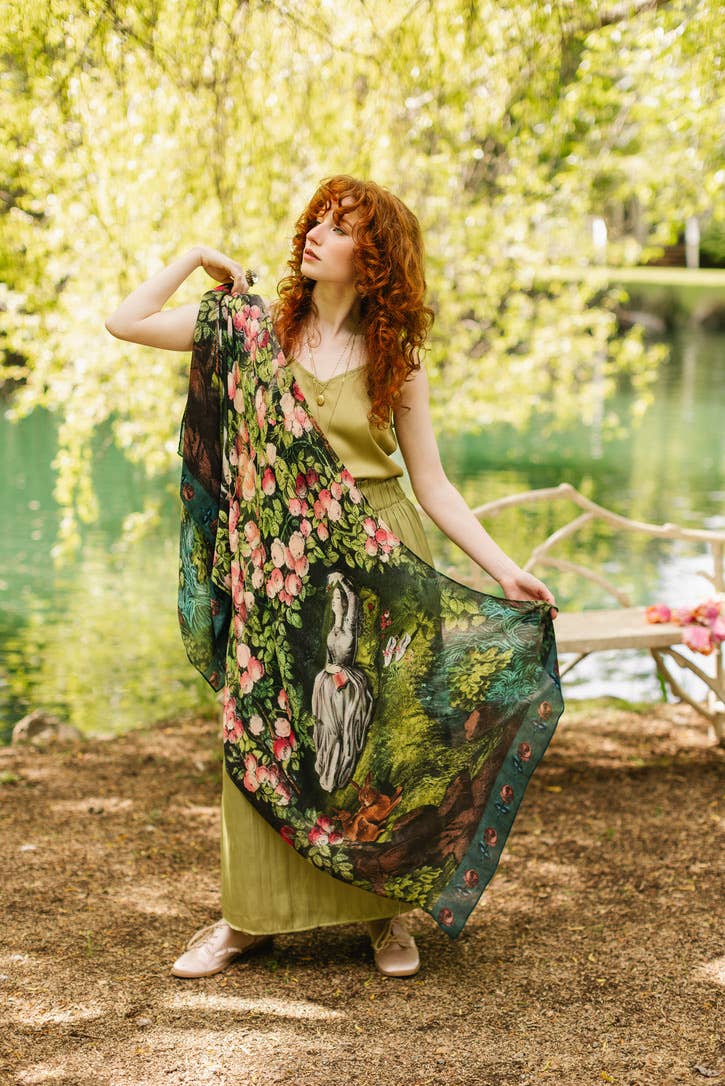 The Daydreamer Scarf w/ Sleeping Beauty, Florals & Rabbits