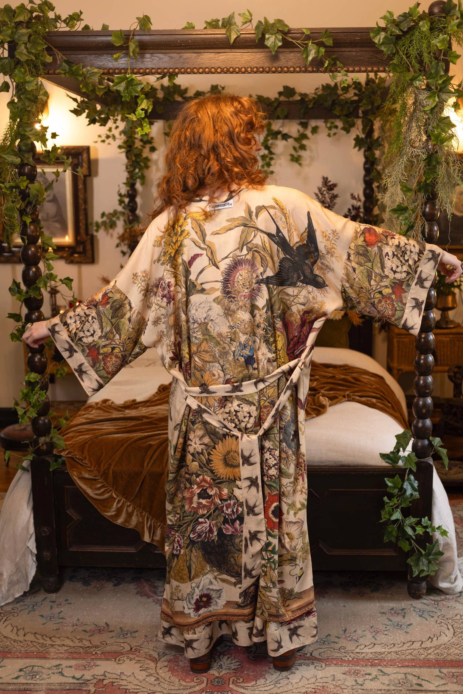 Golden Hour Opera Duster Kimono Robe w/ boho floral print