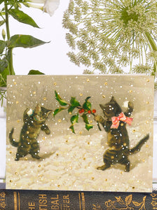 Petite carte de Noël vintage avec paillettes