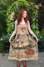 Lovelight Bohéme Slip Dress w/ whimsical woodland deer: L/XL (fits approx. size 12-16)