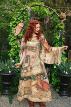 Lovelight Bohéme Slip Dress w/ whimsical woodland deer: L/XL (fits approx. size 12-16)