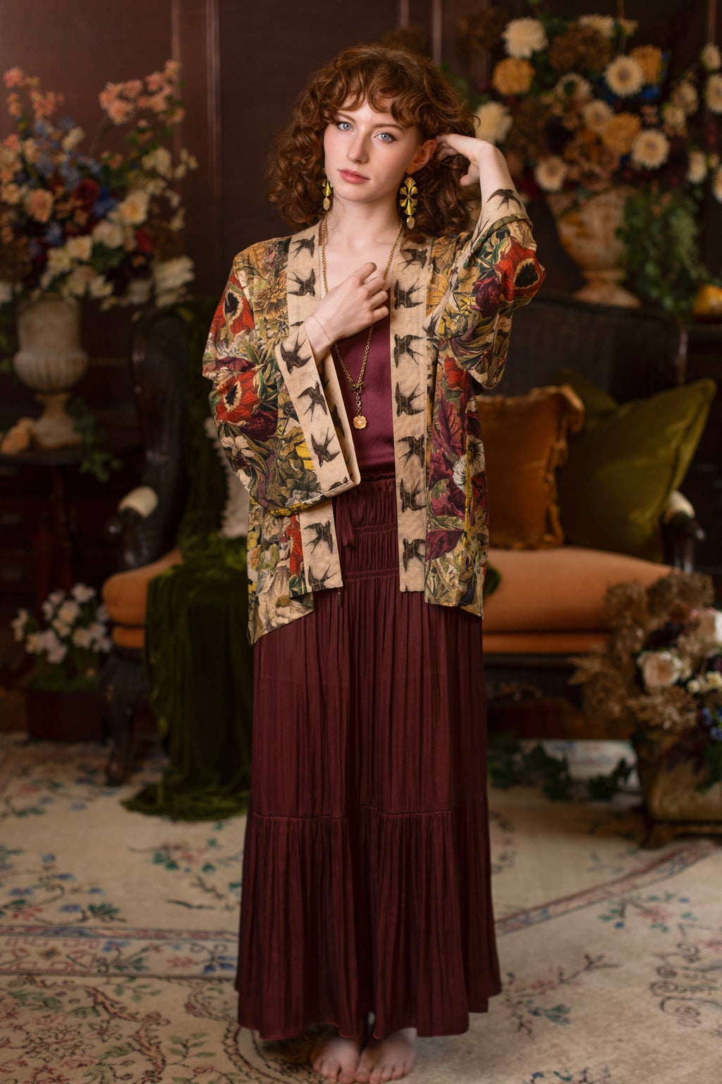 Golden Hour Pixie Duster Cropped Kimono w/ Florals