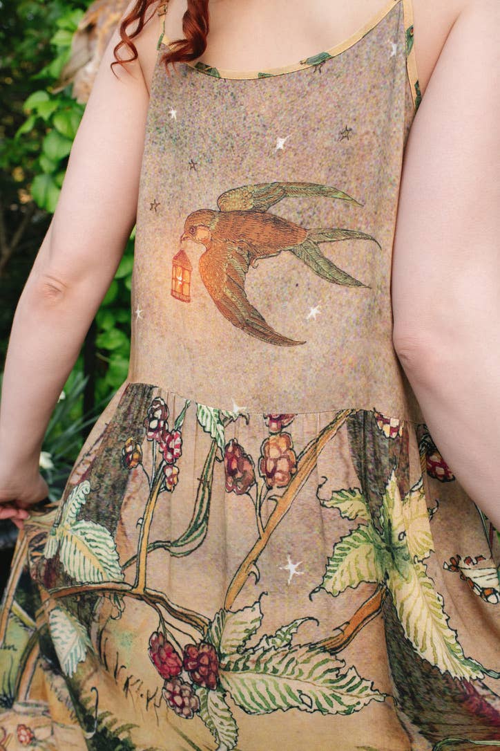 Lovelight Bohéme Slip Dress w/ whimsical woodland deer: L/XL (fits approx. size 12-16)