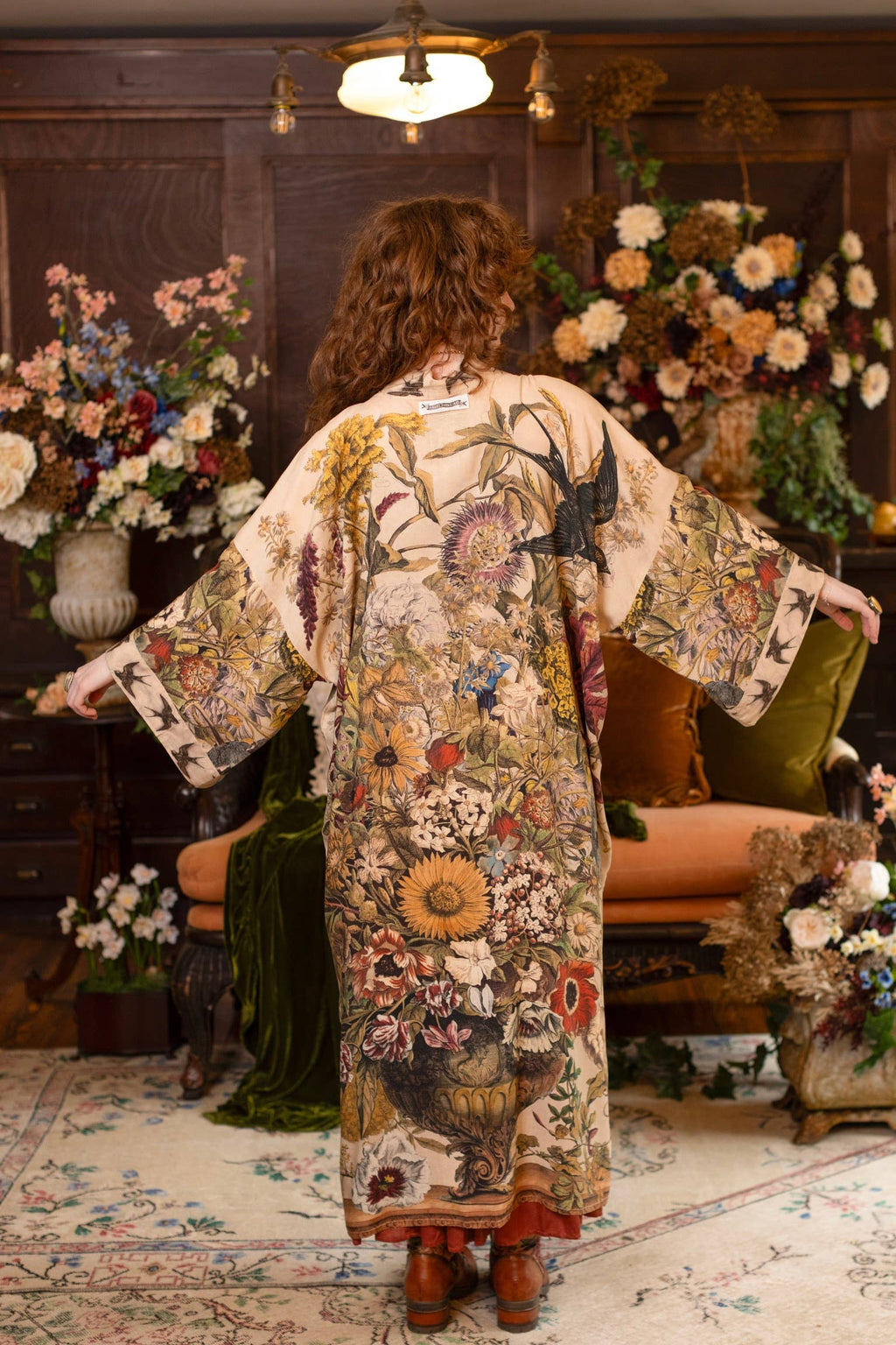 Golden Hour Opera Duster Kimono Robe w/ boho floral print
