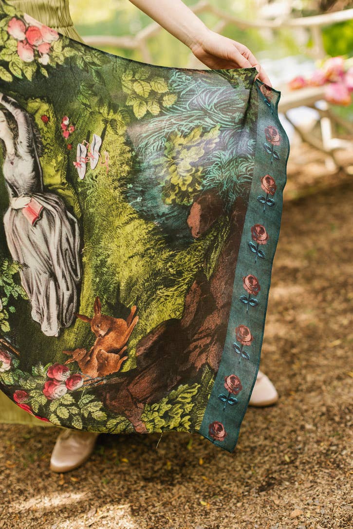 The Daydreamer Scarf w/ Sleeping Beauty, Florals & Rabbits