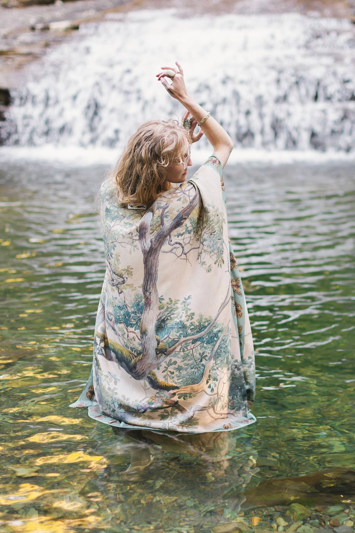 Earth & Sky Bohemian Goddess Starduster Kimono w/Trees