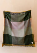 Recycled Wool Blanket in Green Frame Check