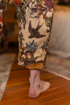 Golden Hour Linen Cropped Artist Pant w/ Floral Print: S/M