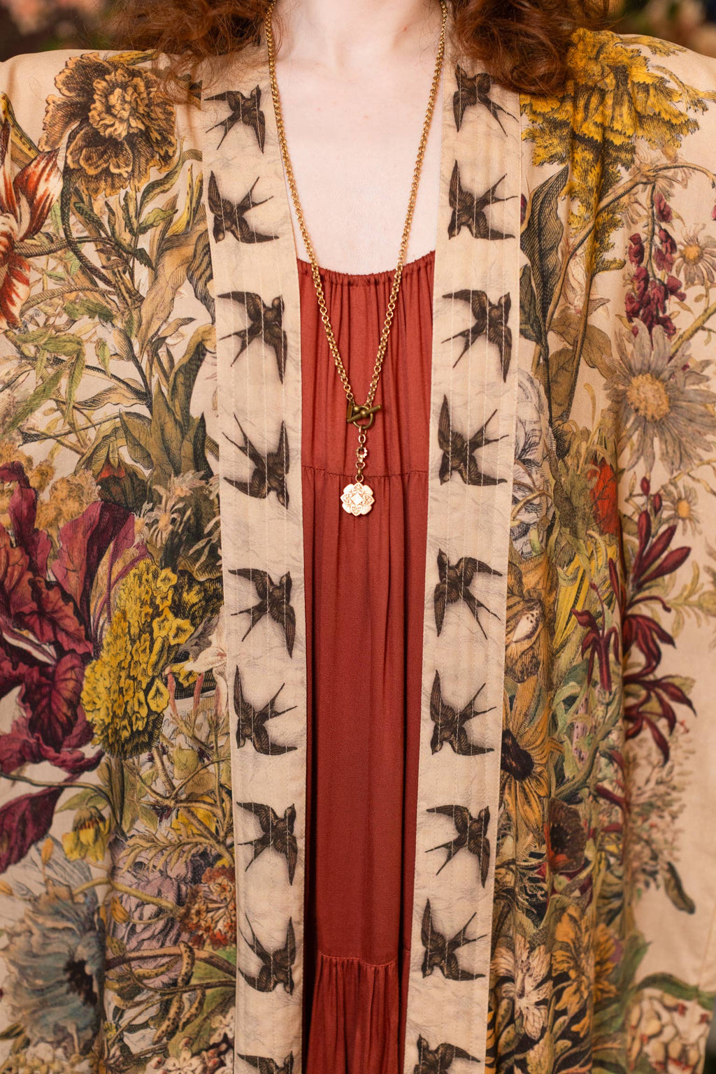 Golden Hour Opera Duster Kimono Robe w/ boho floral print