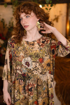 Golden Hour Artist Dress Tunic w/ Pockets & Floral Print: S/M (fits approx. size 6-10)