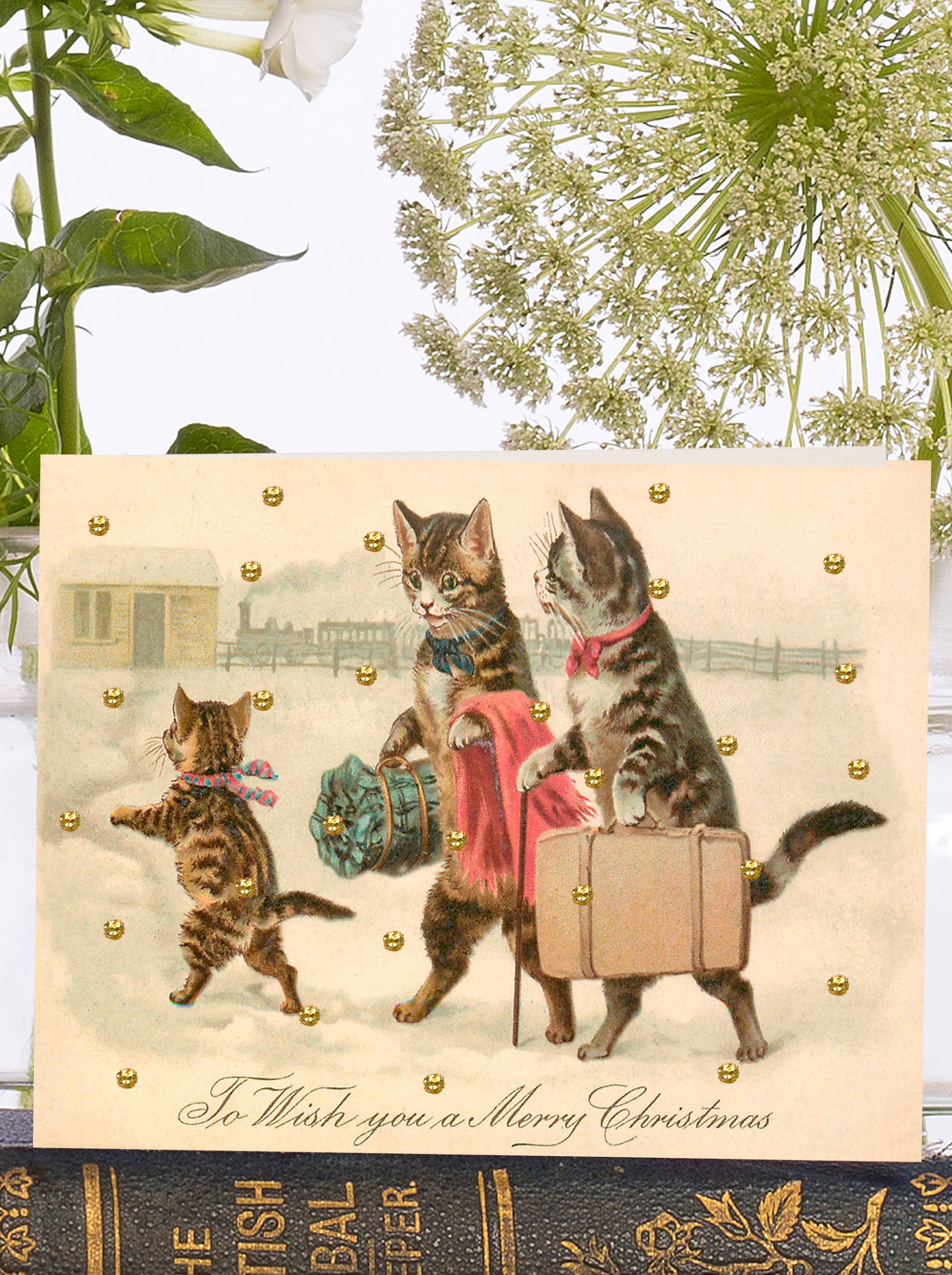 VT002P ~ Little Vintage  Christmas Card with Glitter