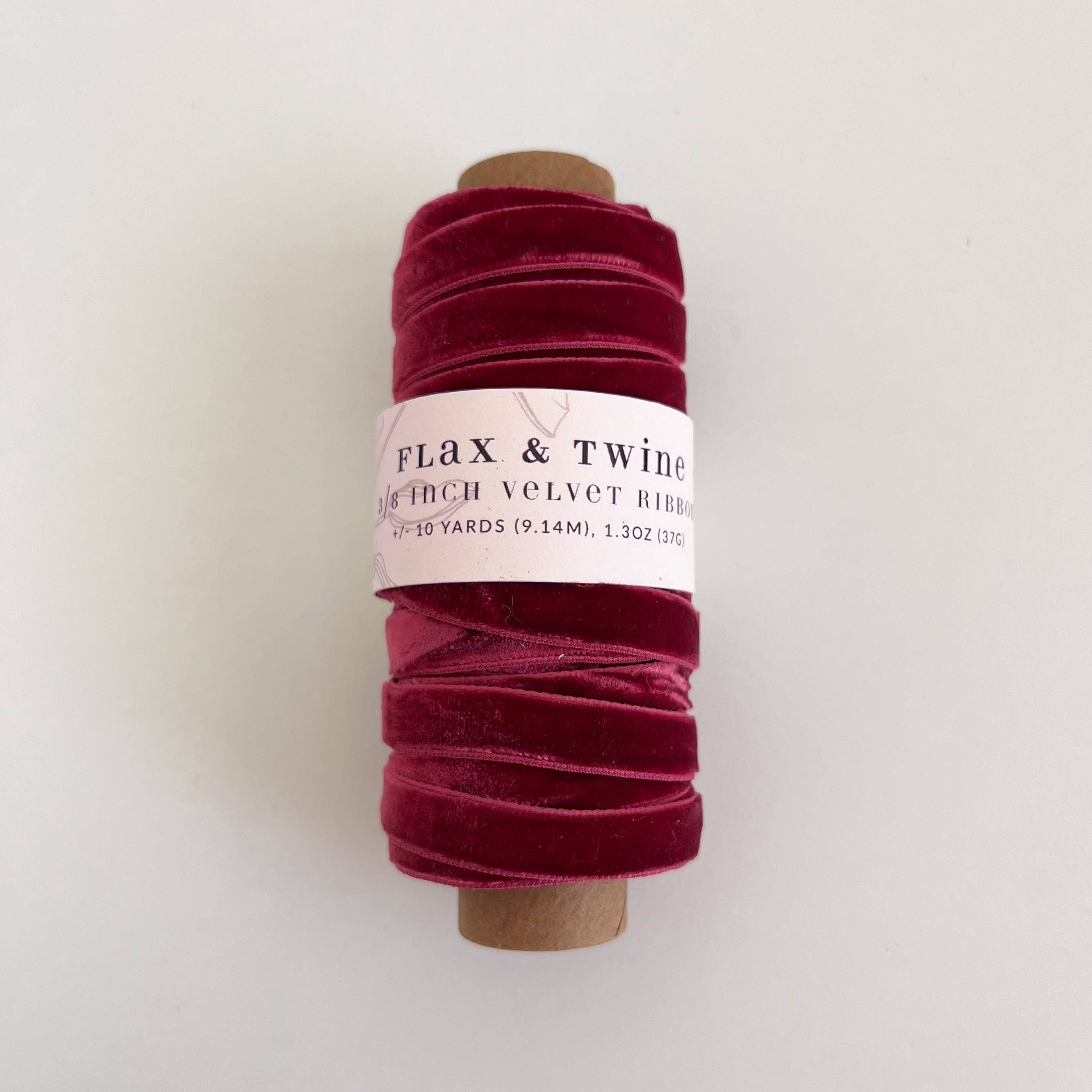 Flax & Twine 3/8" Velvet Ribbon - 10 Yards: Ruby