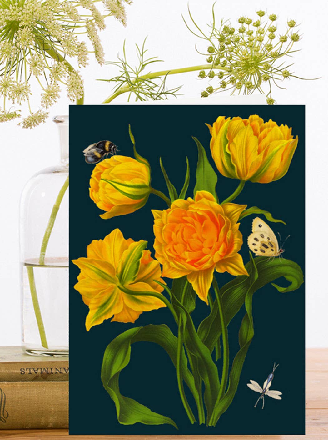 Blank Midnight Botanical Greeting Card