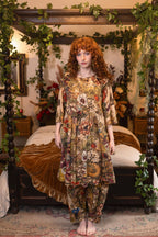 Golden Hour Artist Dress Tunic w/ Pockets & Floral Print: S/M (fits approx. size 6-10)