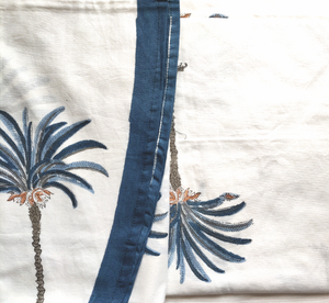 Palm Tree Blue Round Tablecloth - 70"