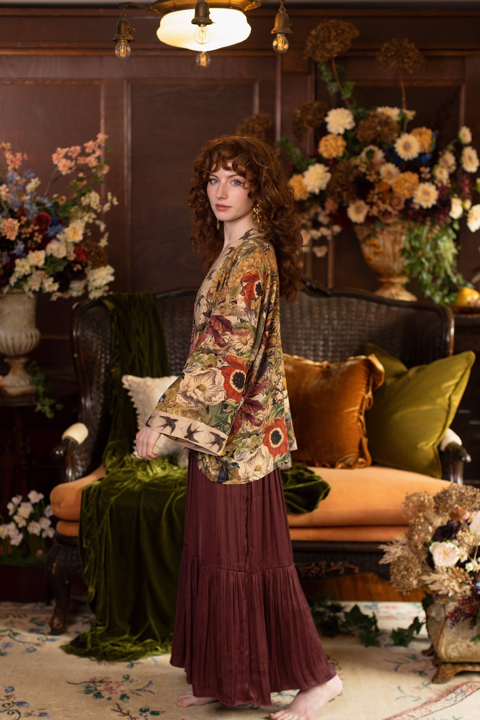 Golden Hour Pixie Duster Cropped Kimono w/ Florals