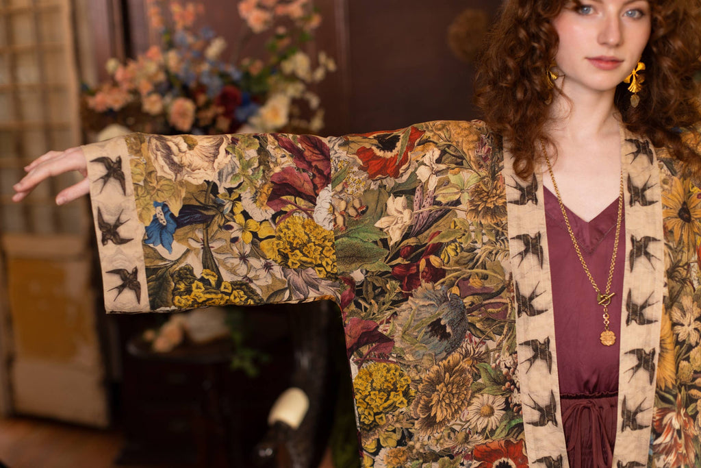 Golden Hour Pixie Duster Cropped Kimono w/ Florals