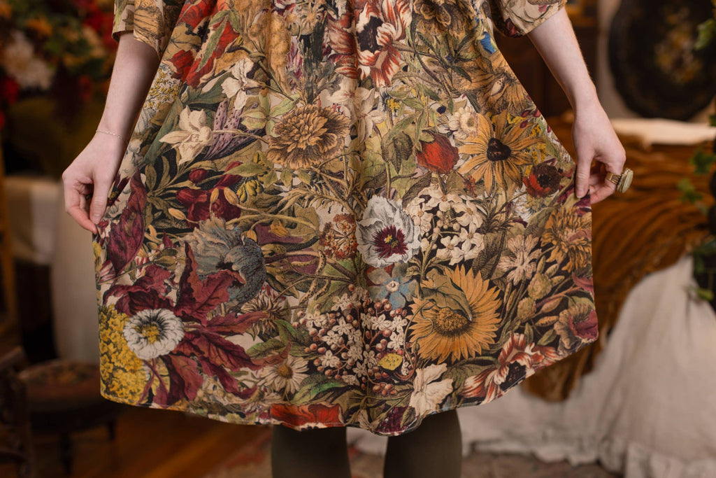 Golden Hour Artist Dress Tunic w/ Pockets & Floral Print: S/M (fits approx. size 6-10)