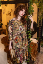 Golden Hour Artist Dress Tunic w/ Pockets & Floral Print: S/M (fits approx. size 6-10)