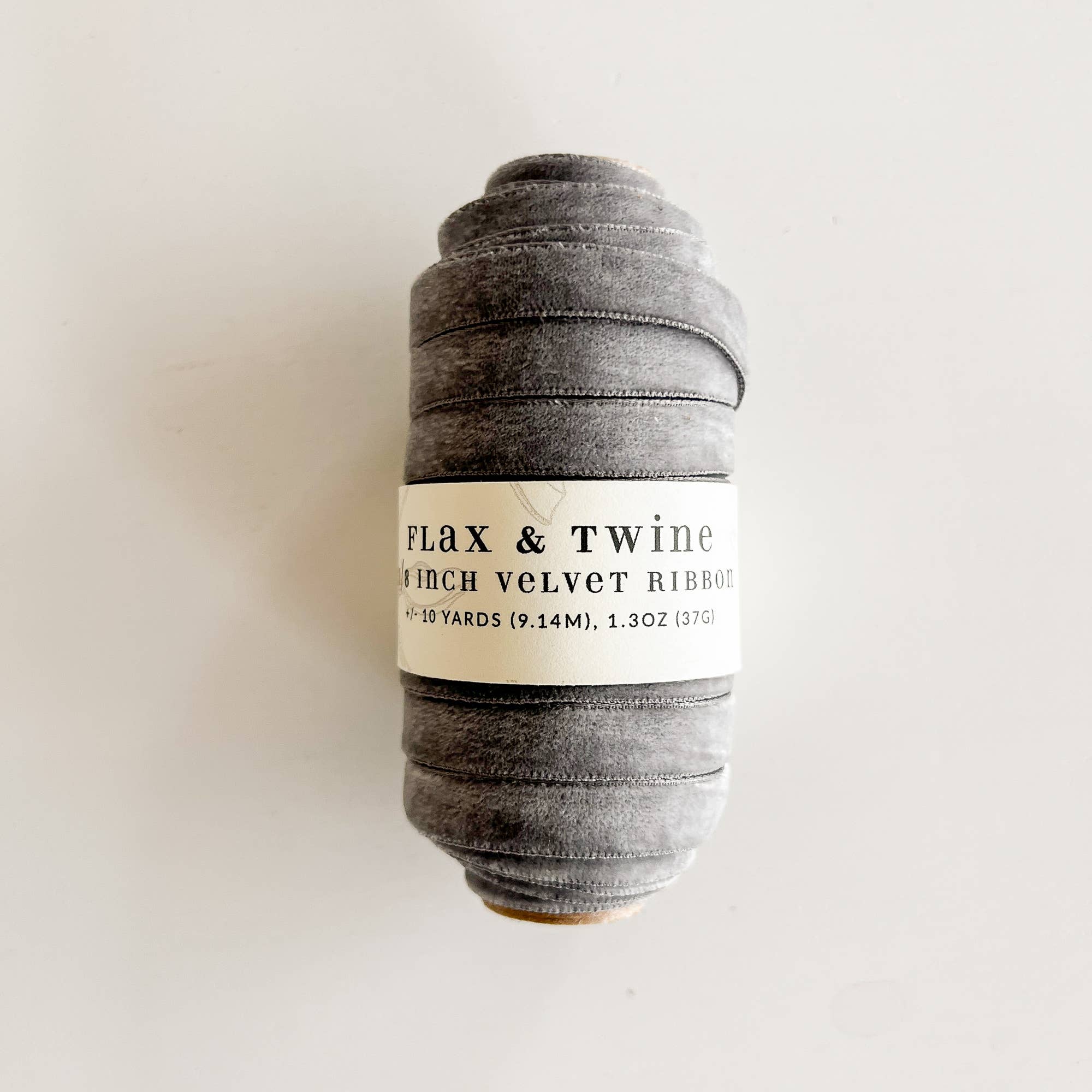 Flax & Twine 3/8" Velvet Ribbon - 10 Yards: Pewter