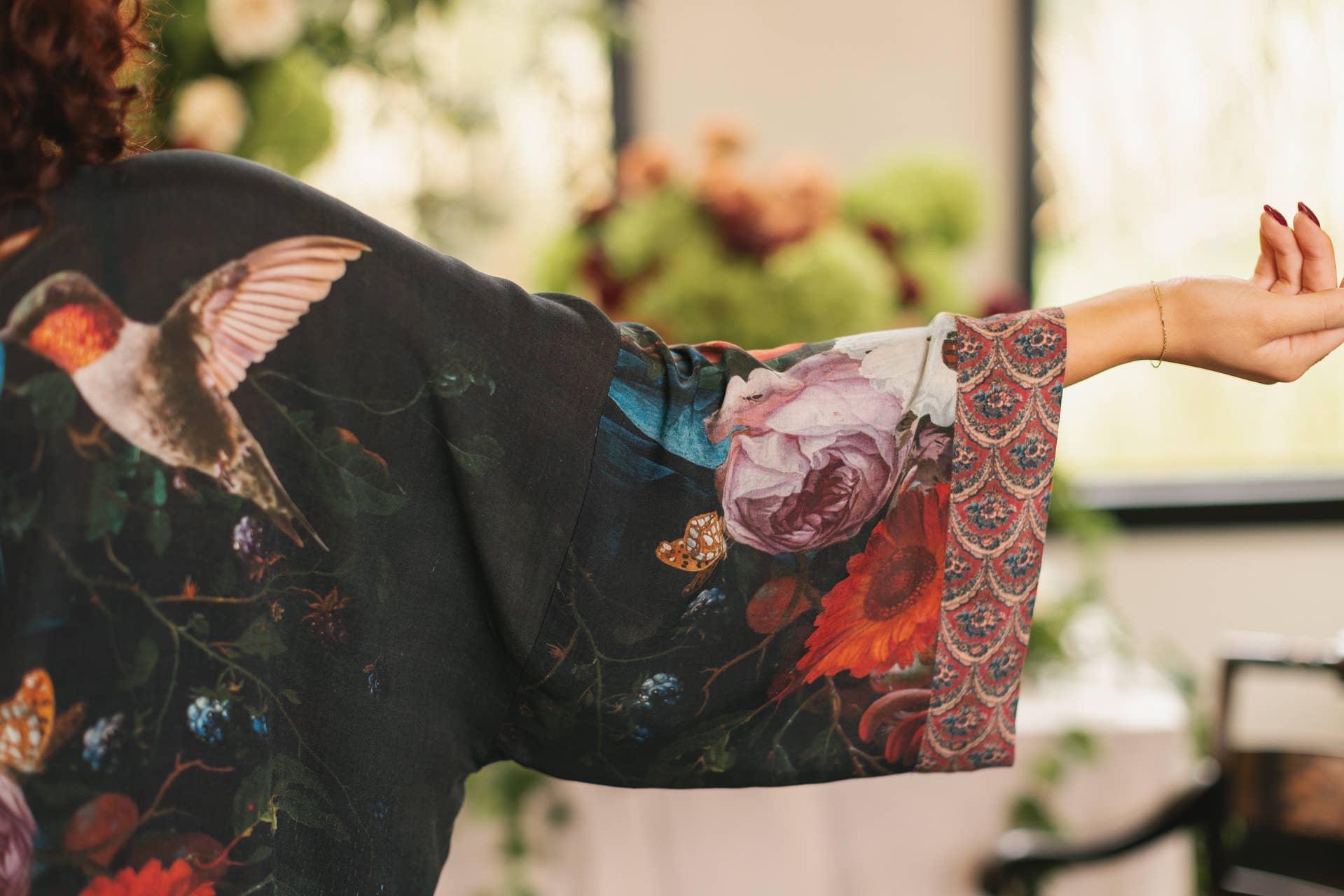 Flight of Fancy Opera Duster Kimono Robe Hummingbird