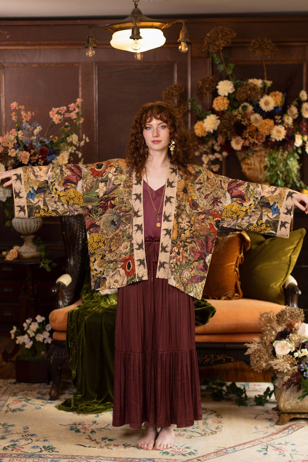 Golden Hour Pixie Duster Cropped Kimono w/ Florals