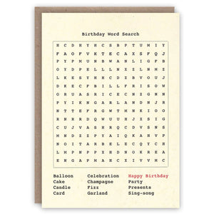 Birthday Word Search birthday card