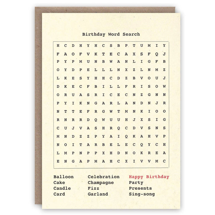 Birthday Word Search birthday card
