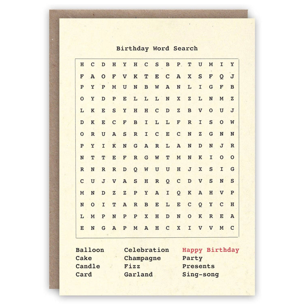 Birthday Word Search birthday card