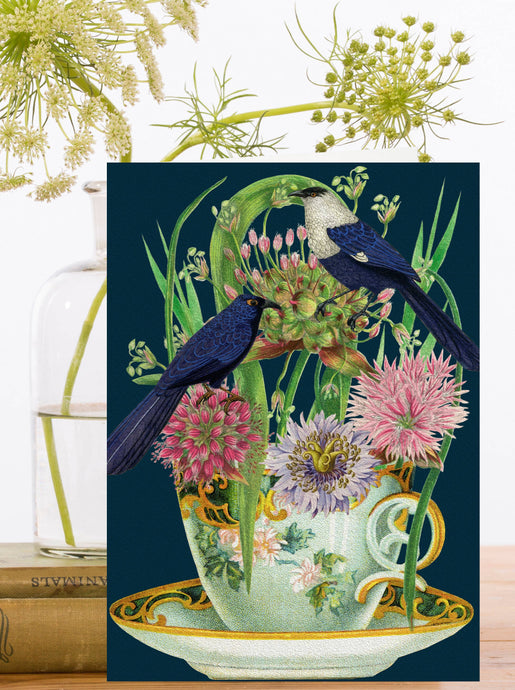 Blank Teacup Garden Greeting Card