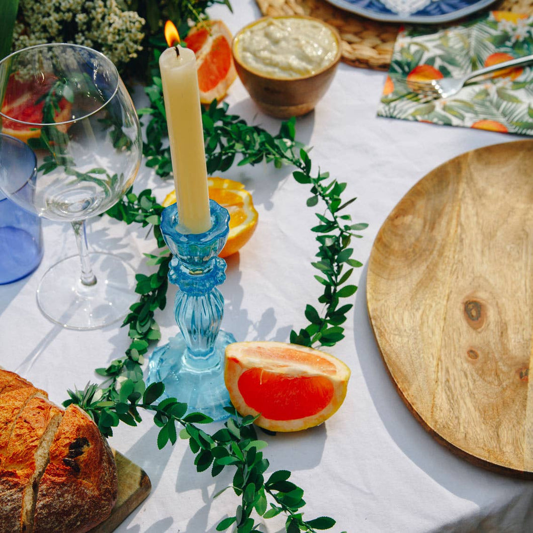 Blue Glass Candlestick