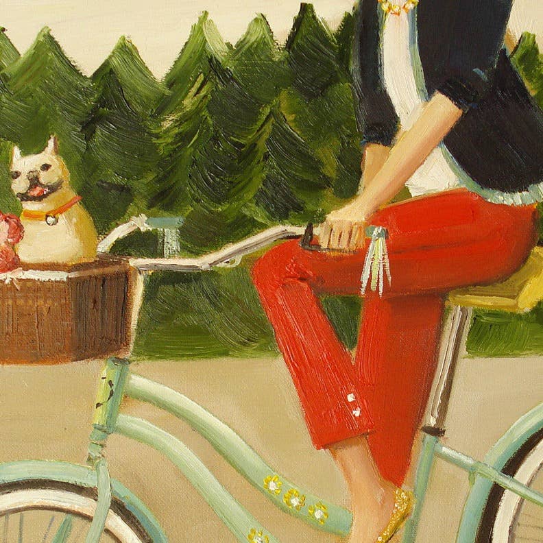 Francine et son bouledogue français. Impression d'art 11"x13.5"