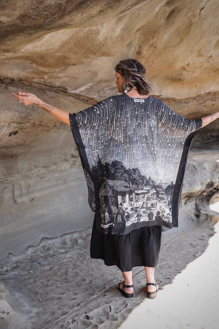 The Stargazer Goddess Duster Kimono w/ Celestial Print