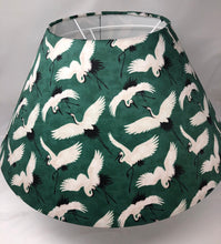 Load image into Gallery viewer, Green Cranes - 17.5&quot;x8.75&quot; Empire Shade. - White Interior