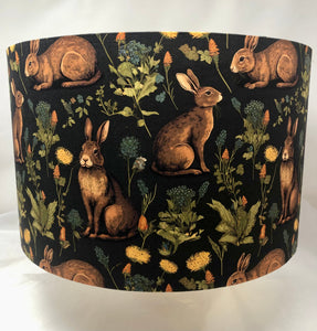 The Rabbit Garden - 16"x10" Drum Lampshade - Gold Interior