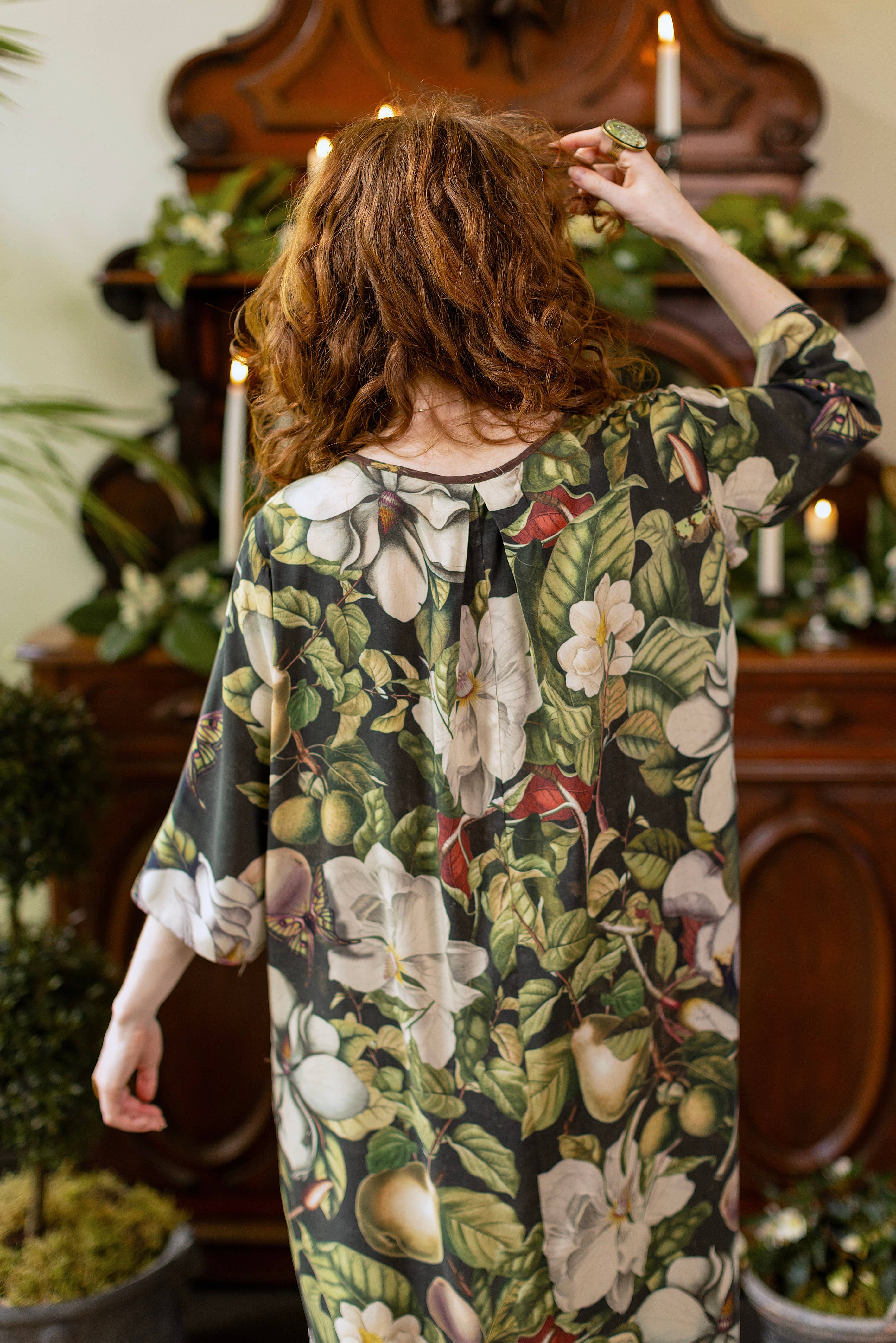 Fleur De Lune Artist Dress Tunic w/ Pockets, Florals & Bees: S/M (fits approx. size 6-10)