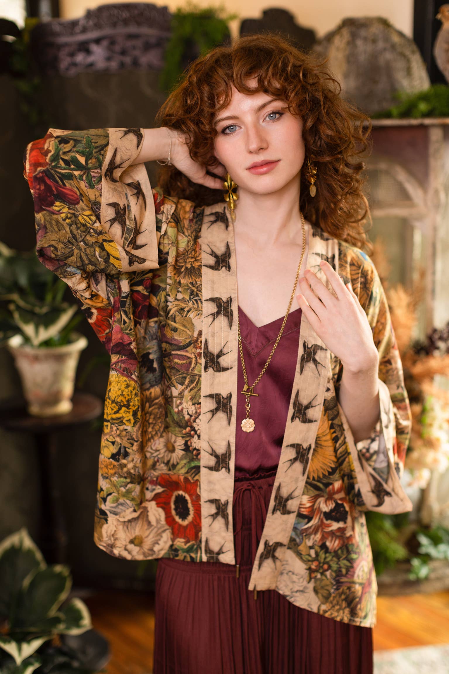 Golden Hour Pixie Duster Cropped Kimono w/ Florals