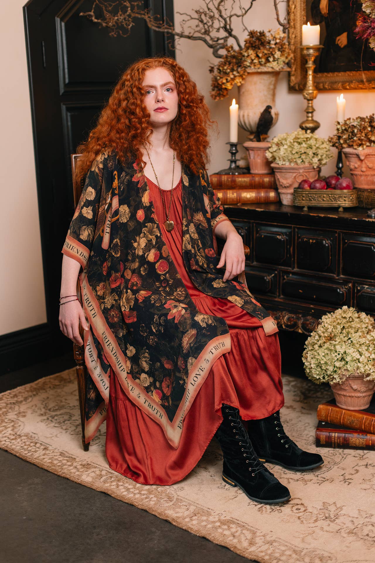Heart of Gold Goddess Starduster Kimono w/ Sacred Heart