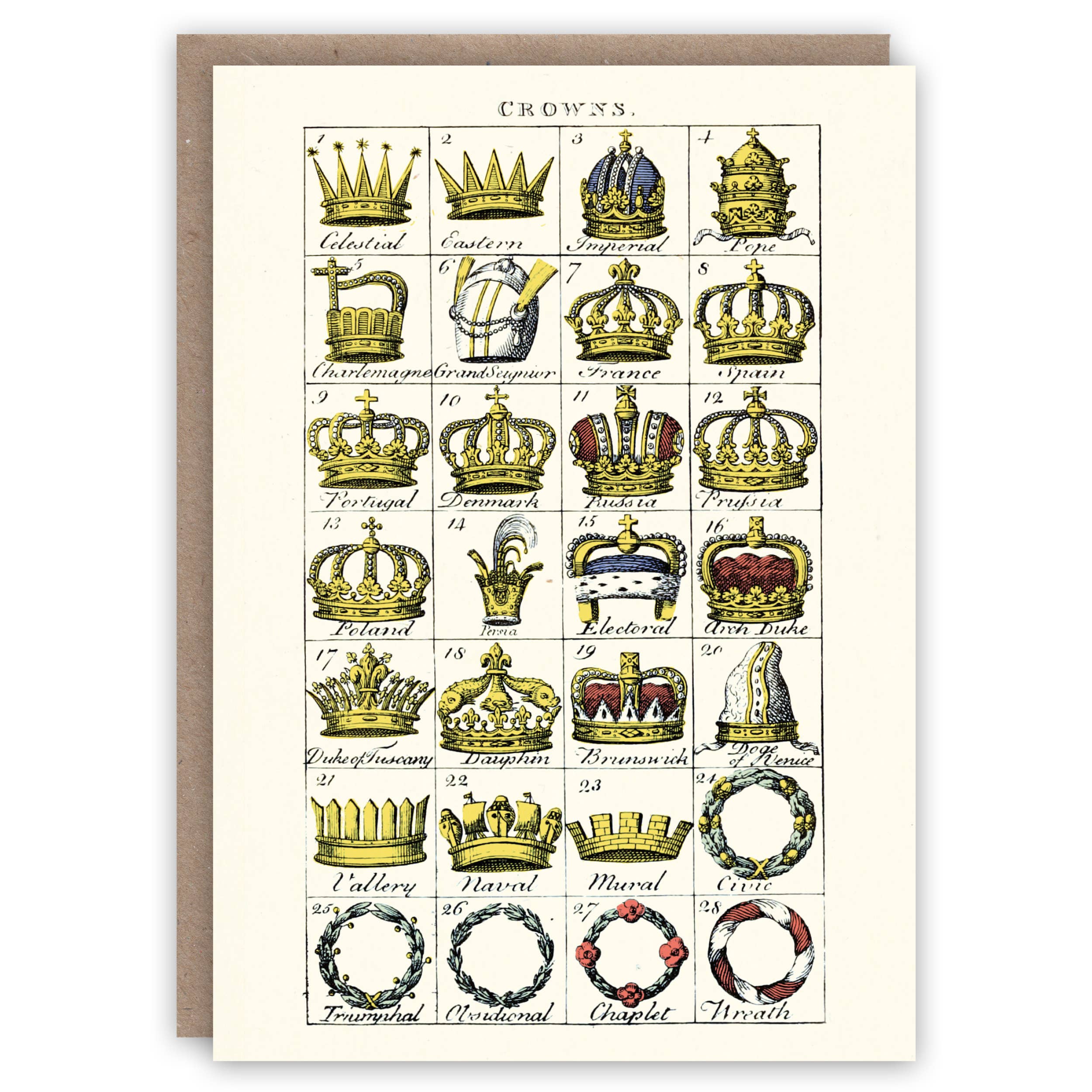 Heraldic Crowns greeting card