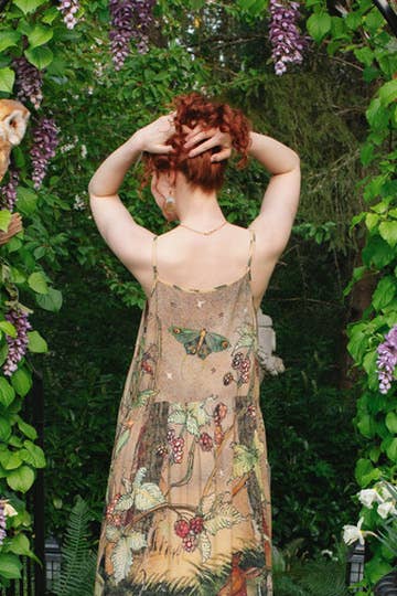 Lovelight Bohéme Slip Dress w/ whimsical woodland deer: L/XL (fits approx. size 12-16)