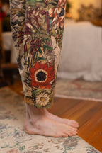 Golden Hour Linen Cropped Artist Pant w/ Floral Print: S/M