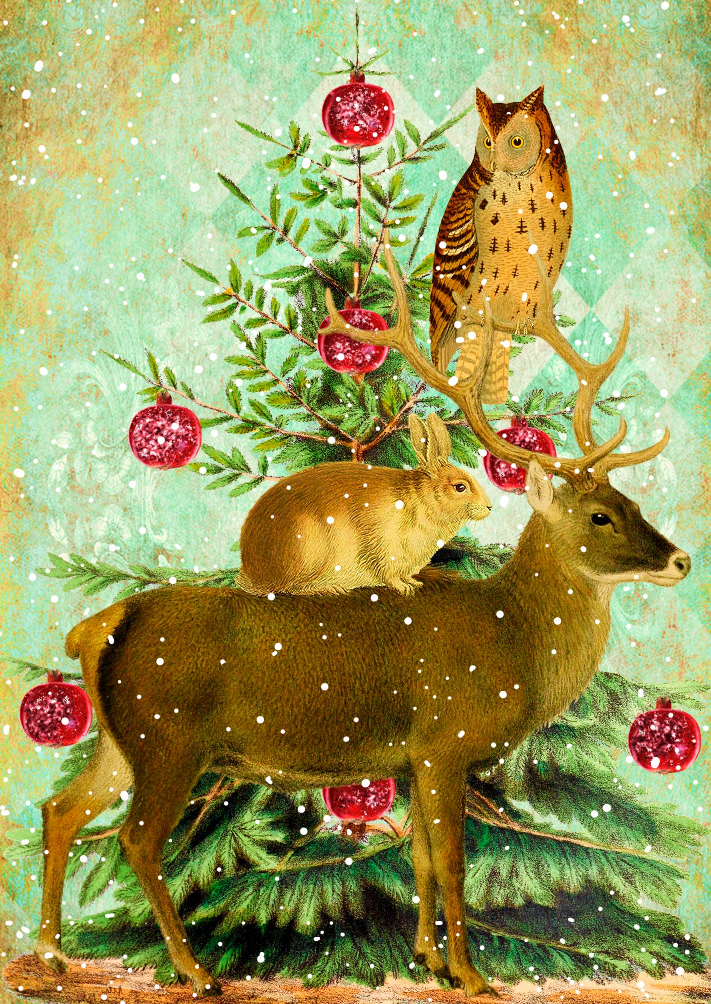 Carte de Noël pailletée à la main