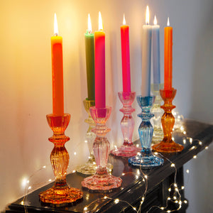 Pink Glass Candlestick